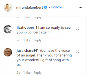 Miranda Lambert, Fan Comments, Instagram 