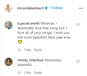 Miranda Lambert, Fan Comments 2 Instagram 