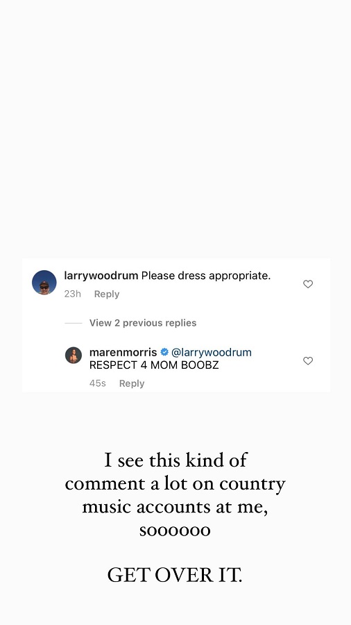 Maren Morris Fights Back At Troll [Credit: Maren Morris/Instagram Stories]