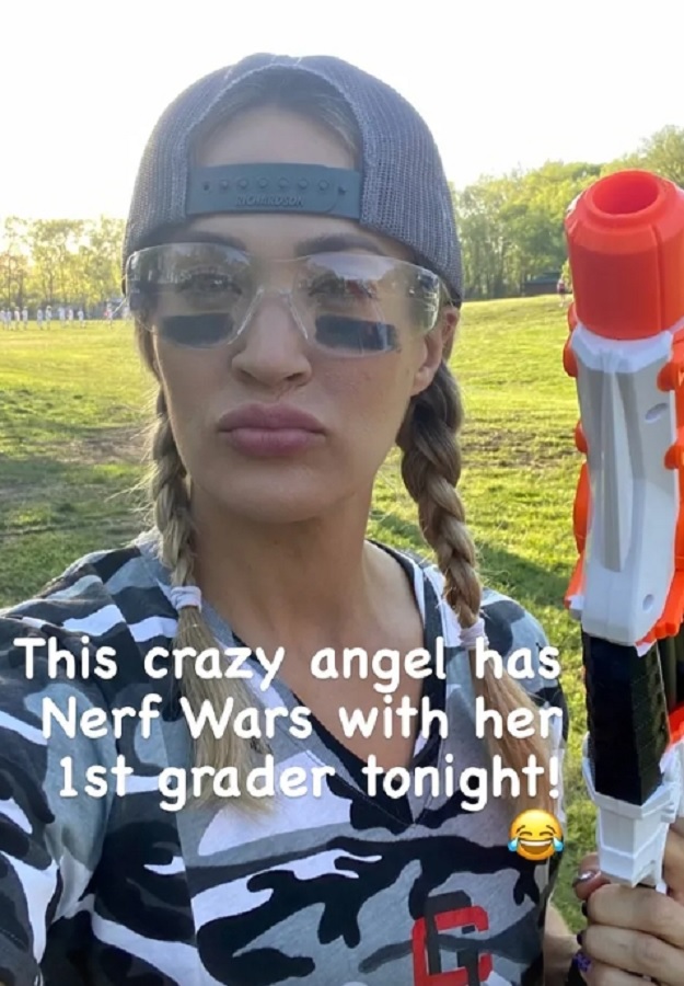 Carrie Underwood's Nerf War [Credit: Carrie Underwood/Instagram Stories]