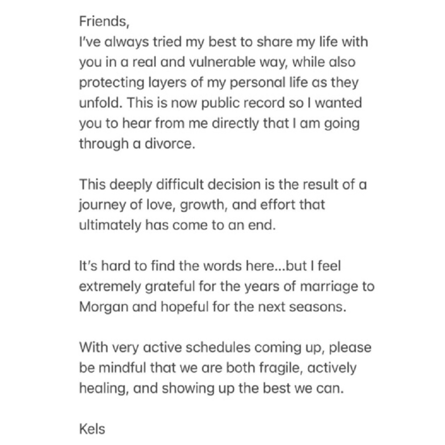 Kelsea Ballerini Announces Divorce [Kelsea Ballerini | Instagram Stories]