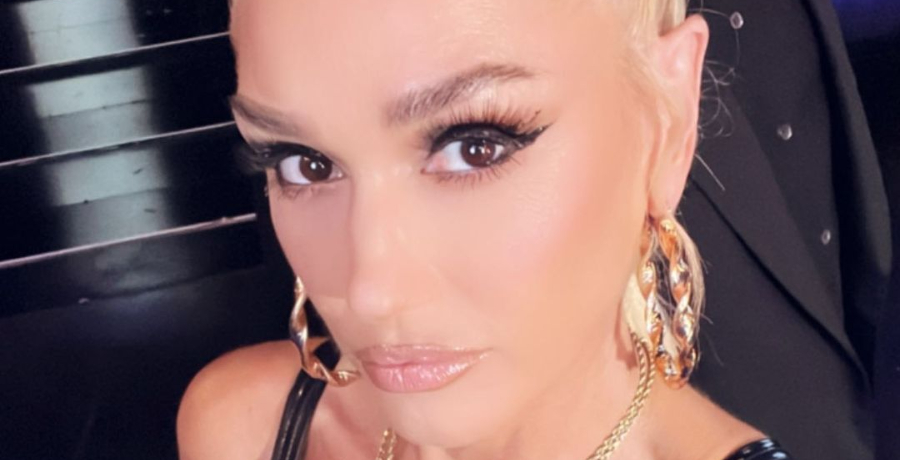 Gwen Stefani Wears Black Crop Top & Gold Earrings [Gwen Stefani | Instagram]