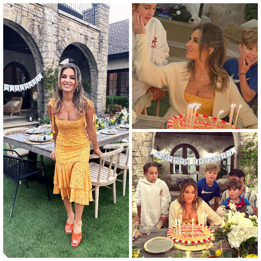 Jessie James Decker Wears Yellow Floral Print Dress [Source: Jessie James Decker - Instagram]