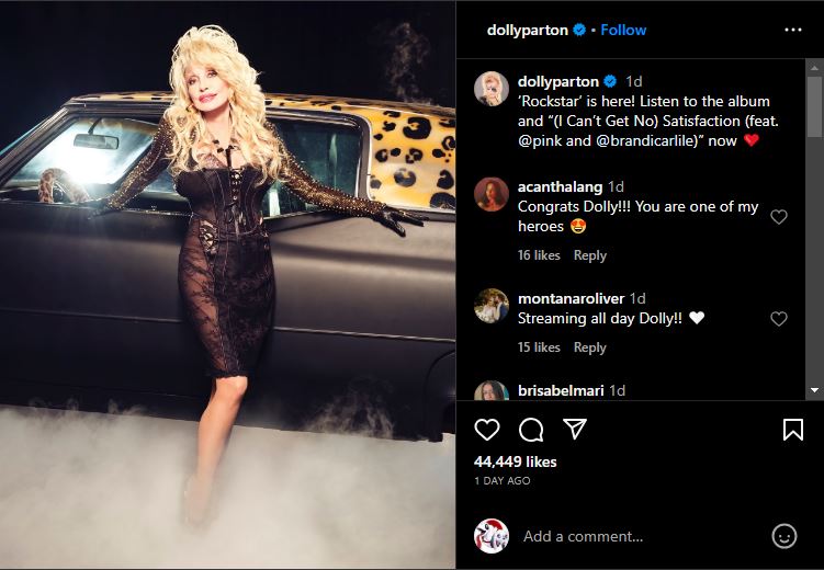 Dolly Parton with Rockstar on IG