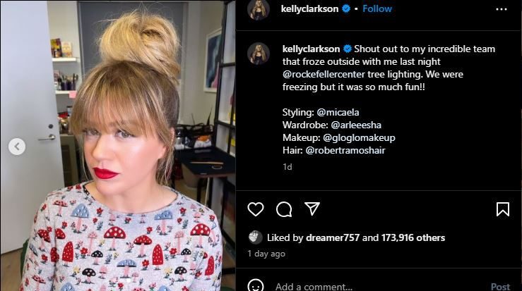 Kelly Clarkson IG post